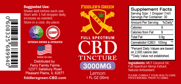THC FREE CBD Tincture 3000 MG Lemon Product Description