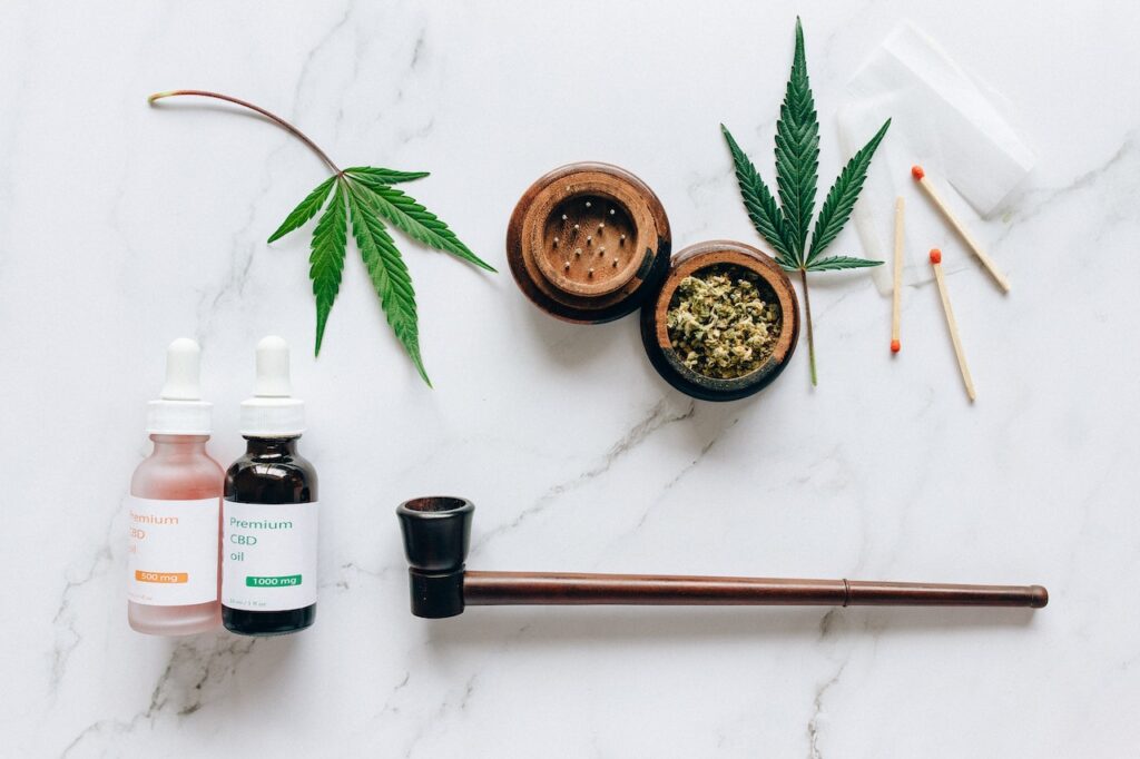 an assortment of CBD products